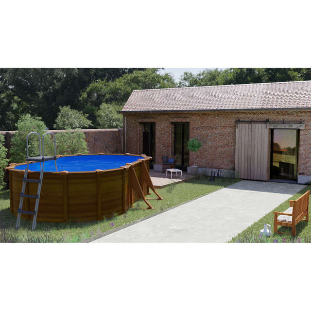 Stahlwand-Pool SICILIA Holzdekor
