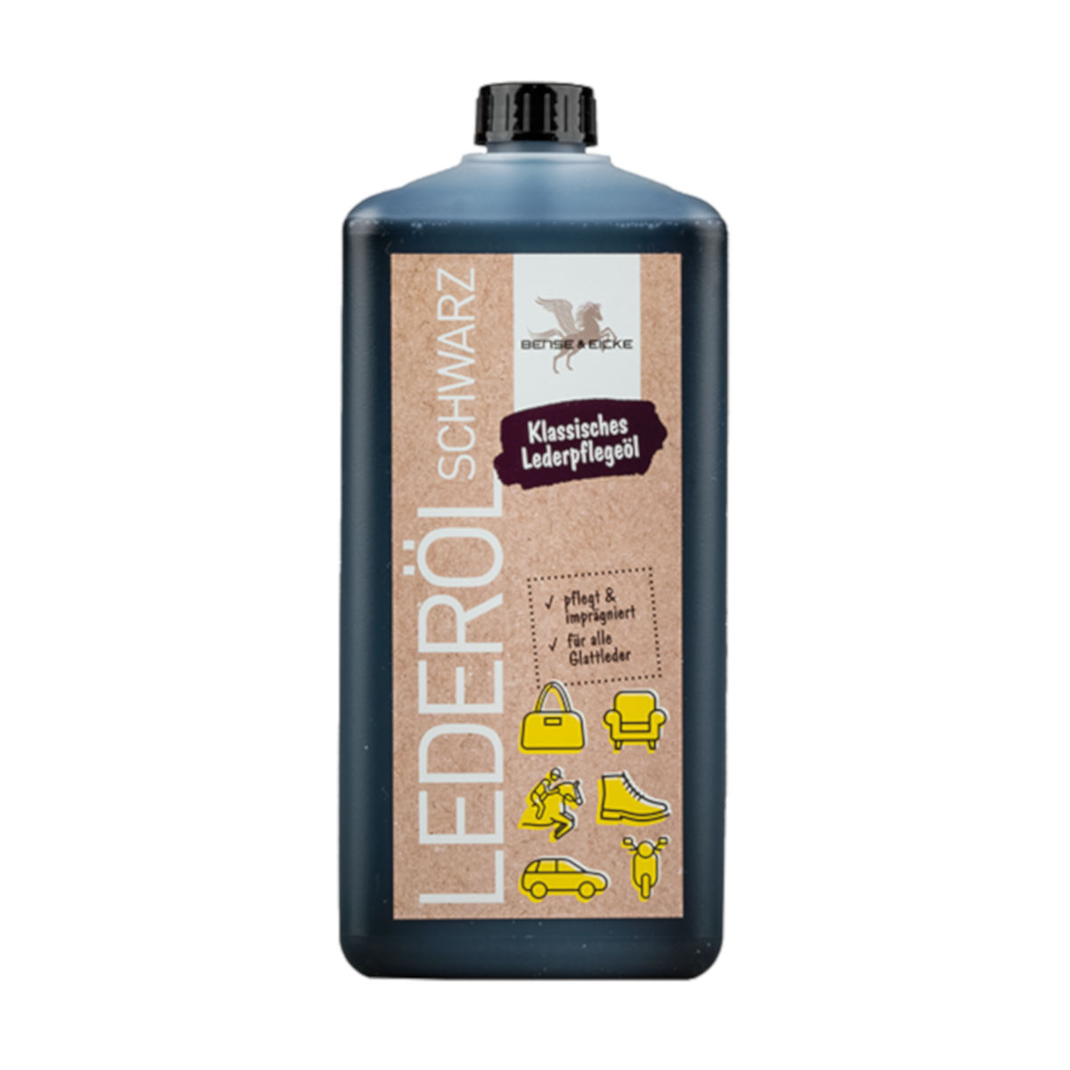 B & E Lederöl - Schwarz - 1000 Ml
