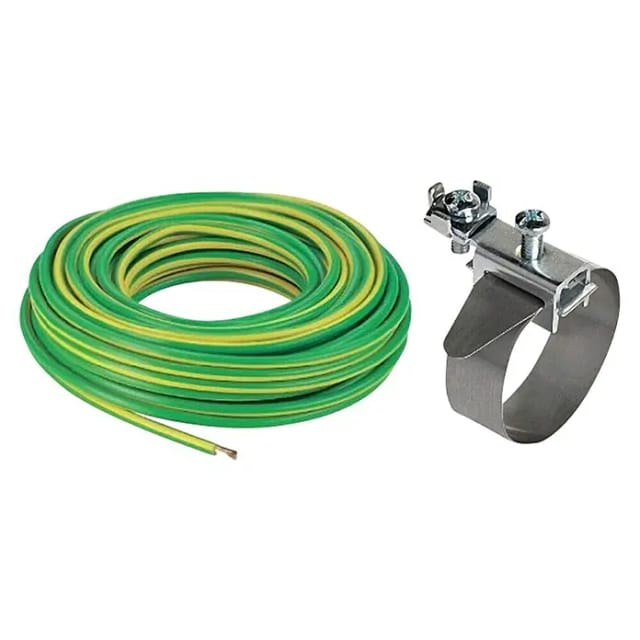 Baderdungs-Set 5m H07V-K 6mm², Erdungsschelle 1/8-1 1/2