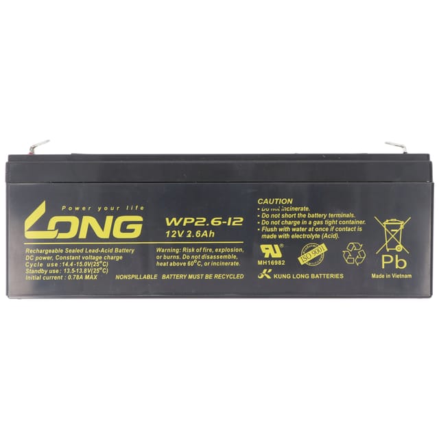 Kung Long Blei-akkumulator Wp2.6-12, 12 V-/2,6 Ah, Zyklenfest