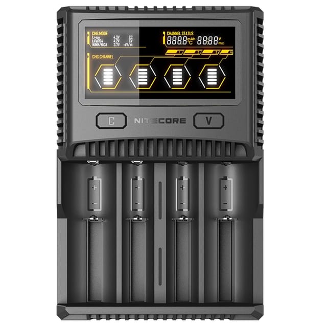 NITECORE Ladegerät SC4, 4-Schacht, für Li-Ion, Ni-MH, Ni-Cd, Li-FEPO4