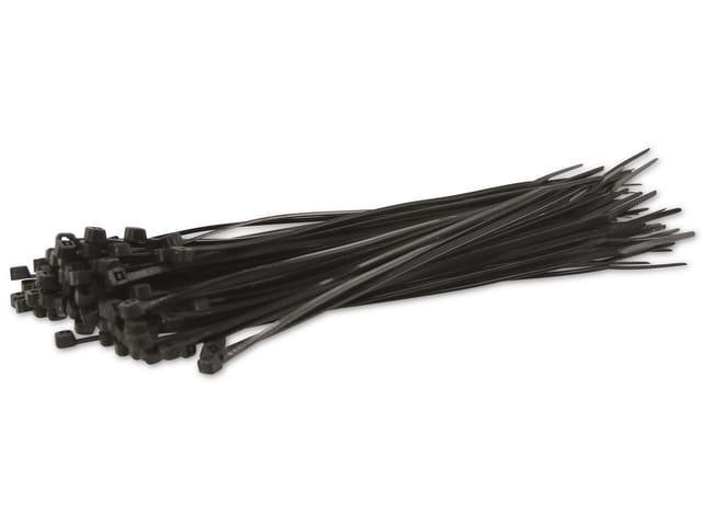 KSS Kabelbinder-Sortiment Polyamid 6.6, schwarz, 203x3,2, UV-beständig, 100 Stück