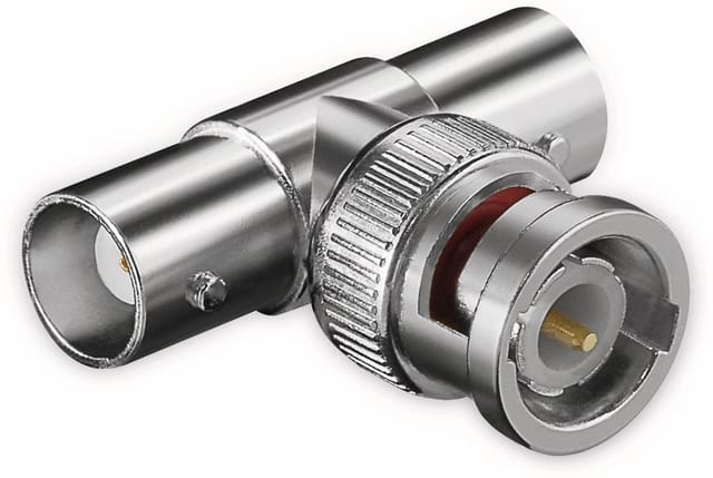 S-IMPULS BNC-Adapter, BNC-Stecker auf 2x BNC-Buchsen / BNC-T-Stück