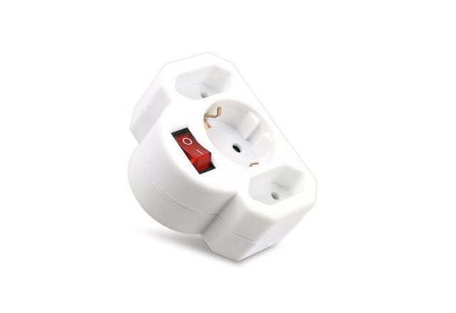HEITECH Multisteckdose mit Schalter, horizontal, 16 A, weiß