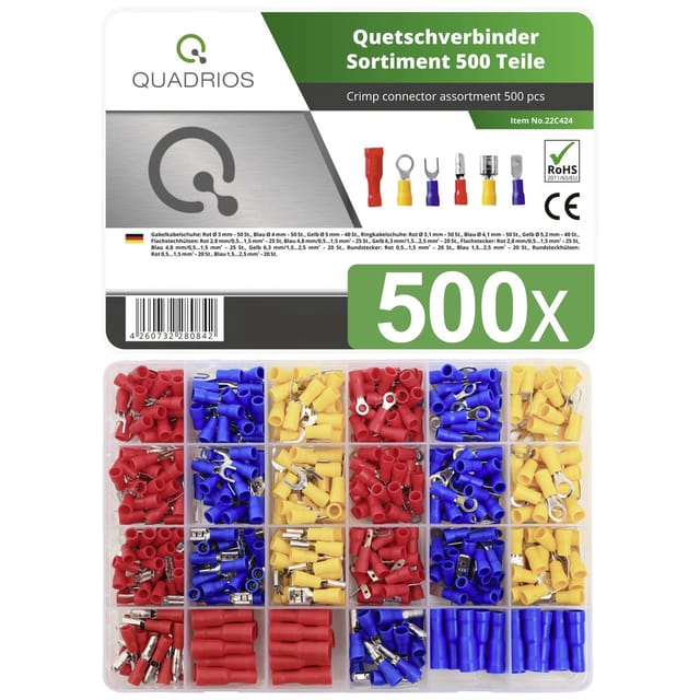 QUADRIOS Quetschverbinder-Sortiment 22C424, 500 Stück