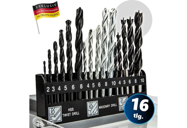 MASTERPROOF Kombi-Bohrer-Satz in Kunststoffbox, 2...10 mm, 16-teilig
