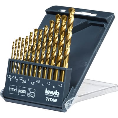 KWB HSS-Spiralbohrer-Set, 429844, 1,5 - 6,5 mm, Titan, 13-teilig