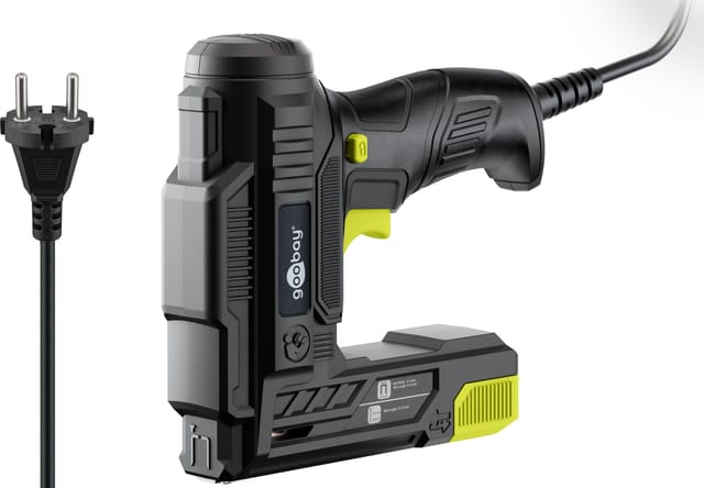 GOOBAY TOOLS 2in1 Elektrotacker-Set, 77820, mit 400 Tackernadeln und 100 Nägeln