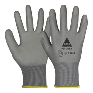 HASE SAFETY GLOVES Arbeitshandschuhe PU, PU grey, EN 388, EN 420, grau, Größe 7