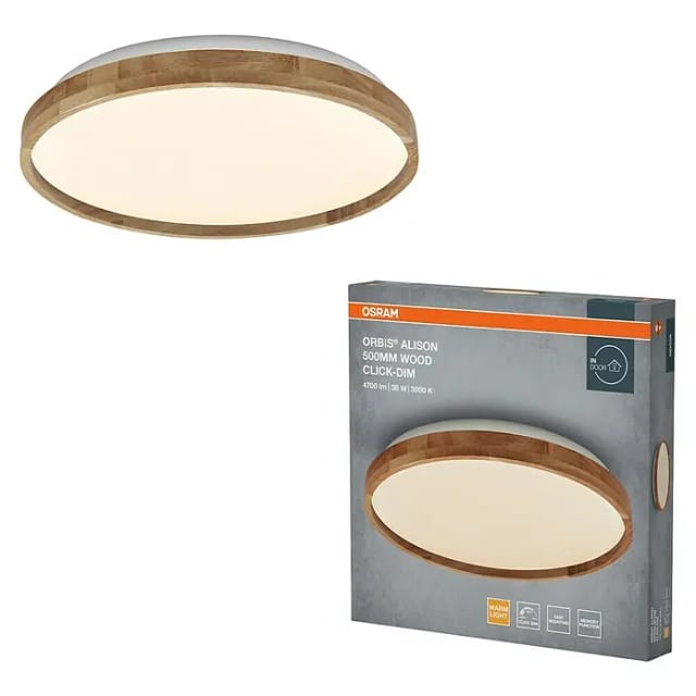 OSRAM LED-Deckenleuchte mit Holzring, 36 W, 3.000 K, Dimmbar, EEK: D, IP20, warmweiß