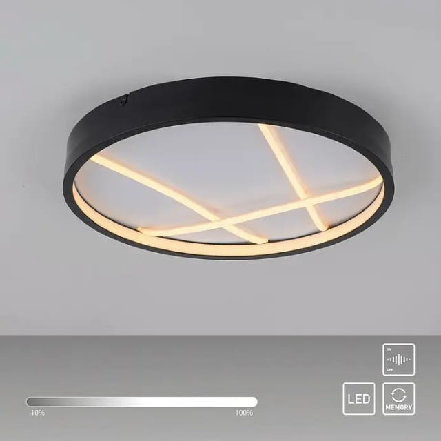 JUST LIGHT LED-Deckenleuchte 14091-18, 33W, 3000K, 4250lm, warmweiß, IP20, schwarz