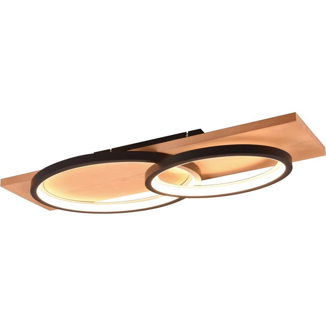 TRIO LED-Deckenleuchte 641110232 schwarz / Holz, 30 W, 3500 lm, 3000 K, Switch Dimmer