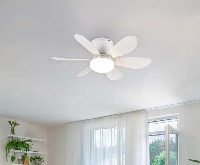 REALITY LED-Deckenleuchte mit Ventilator Lund R67462131, 20W, 2700... 6500K, 850lm, CCT, IP20, weiß