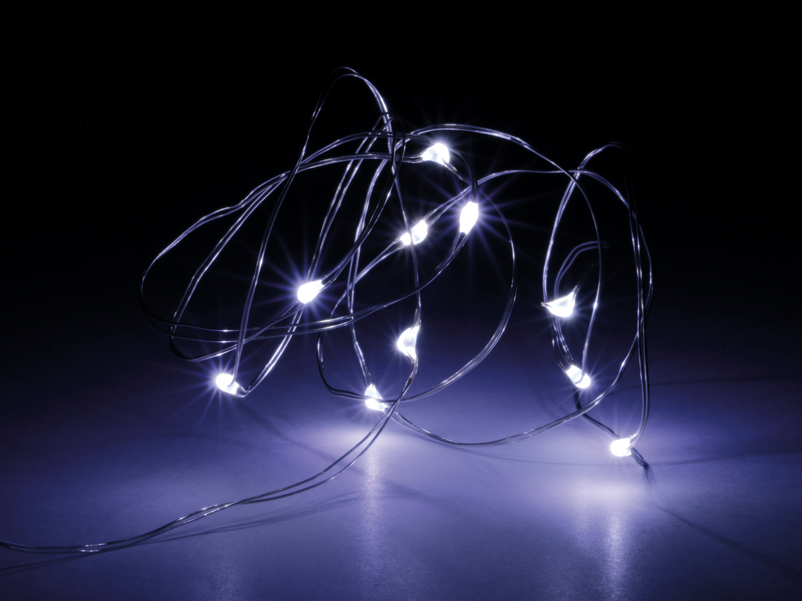 LED-Lichterkette, Silberdraht, 18 LEDs, kaltweiß, Batteriebetrieb, inkl. Batterie