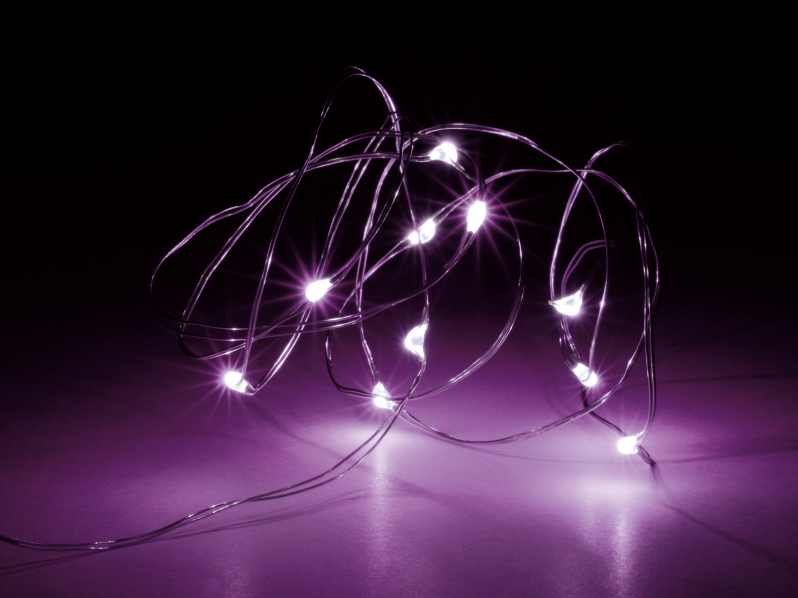 LED-Lichterkette, Silberdraht, 18 LEDs, pink, Batteriebetrieb, inkl. Batterie