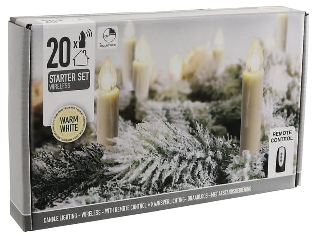 LED-Weihnachtsbaumkerzen, 20er Set, kabellos mit FB, Timer