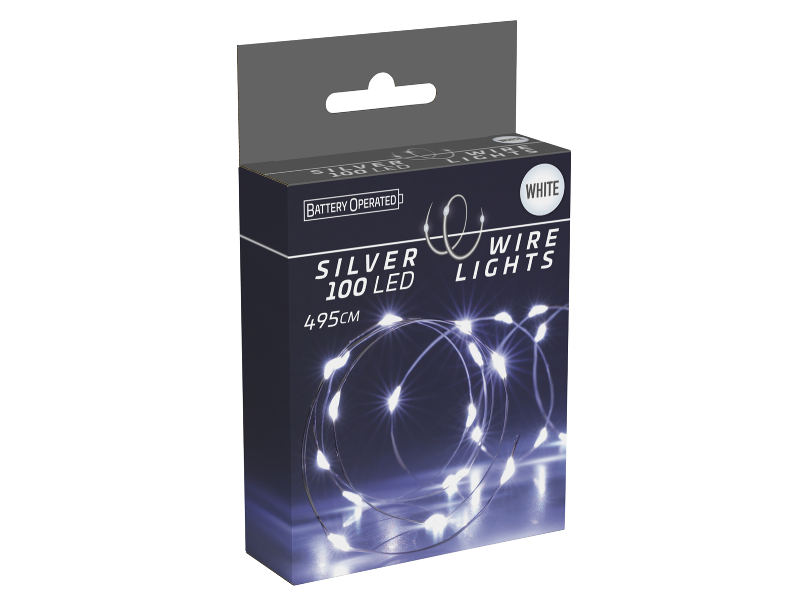 LED-Lichterkette, Silberdraht, 100 LEDs, kaltweiß, Batteriebetrieb