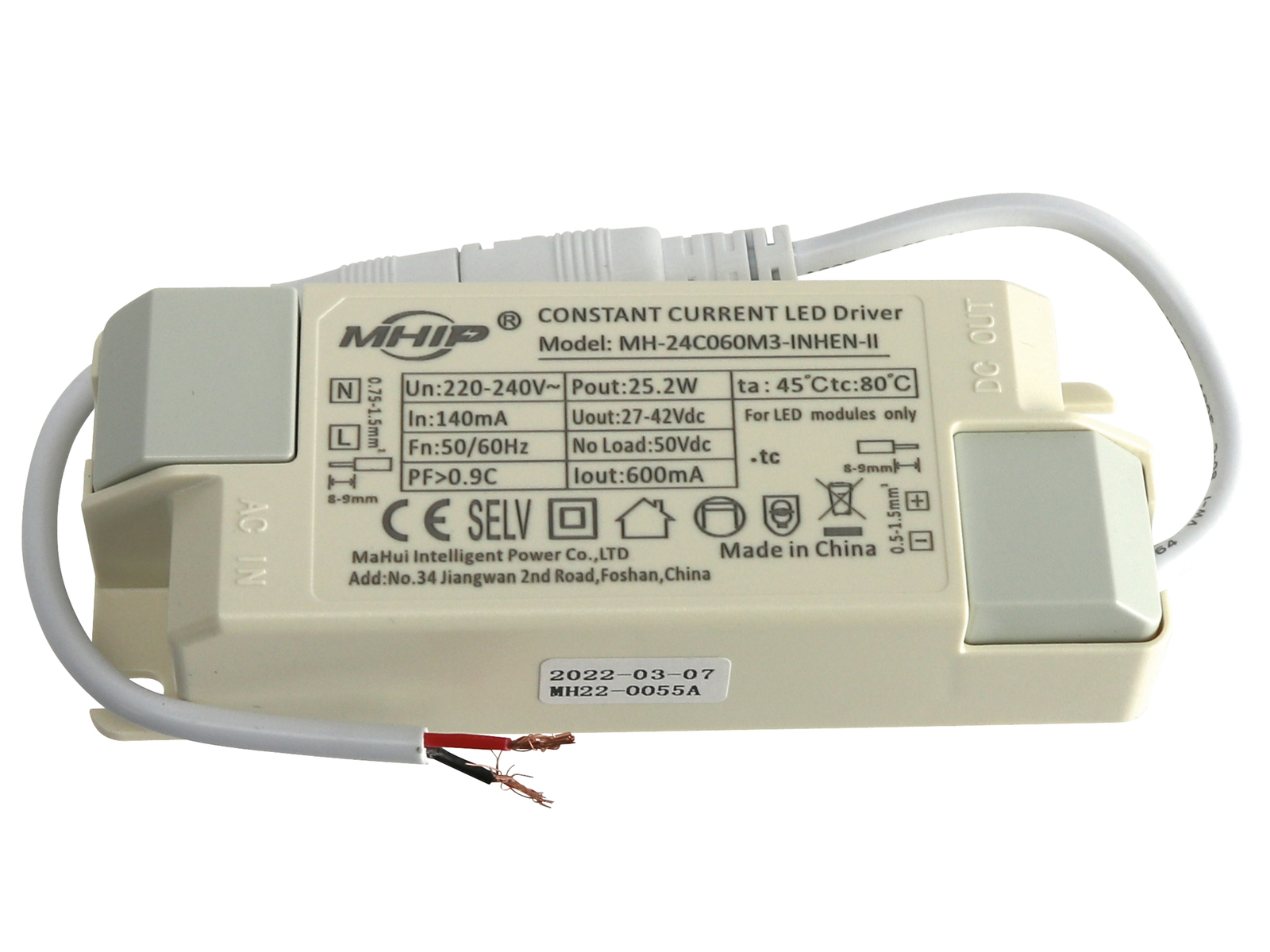MHIP LED-Schaltnetzteil MH-24C060M3, 25,2 W
