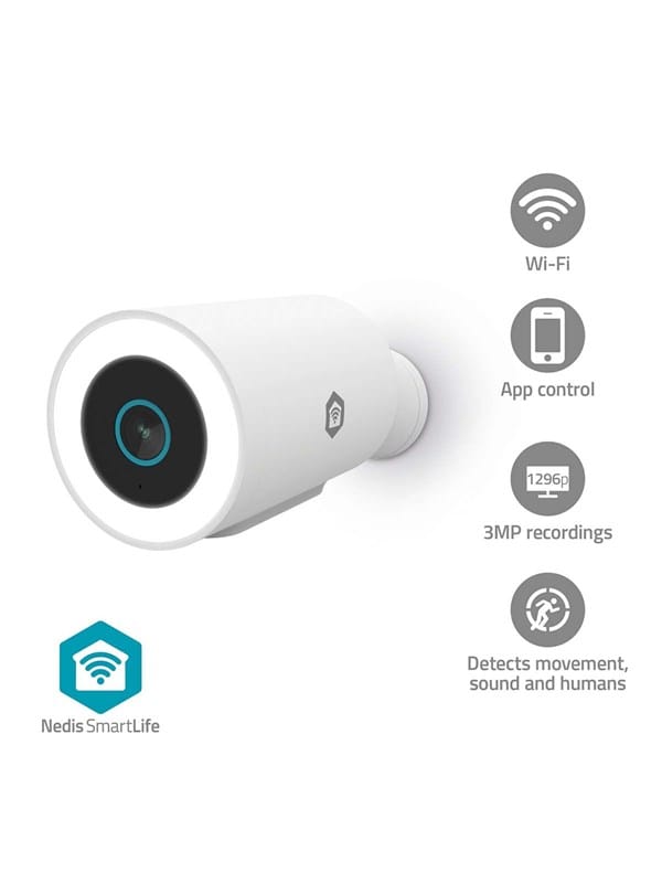 NEDIS SmartLife Outdoor Kamera, WIFICO15CWT, 3MP Full HD 1296p, Wi-Fi, Spotlight, IP65