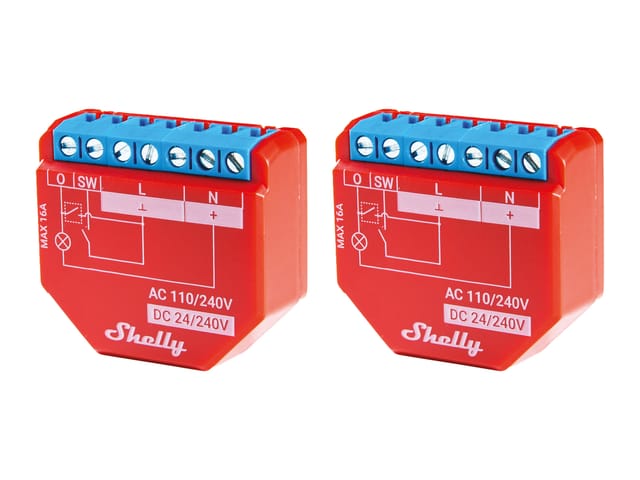 SHELLY WLAN-Schaltaktor Plus 1PM, 16 A, Bluetooth, 2 Stück