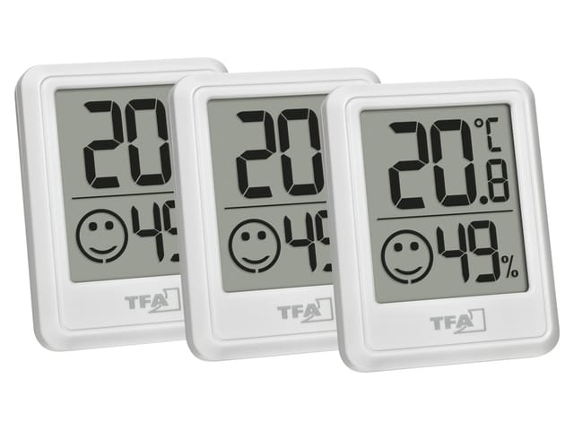 TFA Digitales Thermo-Hygrometer 30.5060.02.03, 3 Stück, weiß
