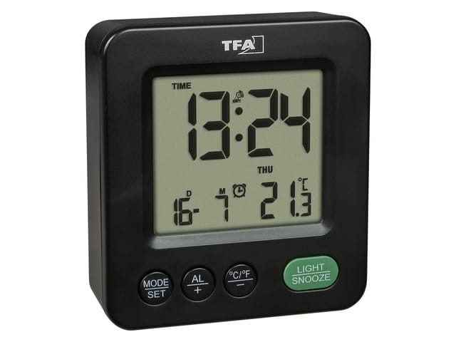 TFA Digitaler Funkwecker NOX 60.2567.01, schwarz