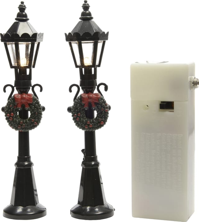 Lumineo LED Laterne schwarz 2,5 x 12 cm klassisch warm - 2 Stück