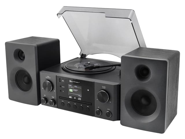 SOUNDMASTER Musikcenter Elite Line MCD1950SW, Plattenspieler, CD, Bluetooth, DAB+, MP3, 2x 10 W, Schwarz