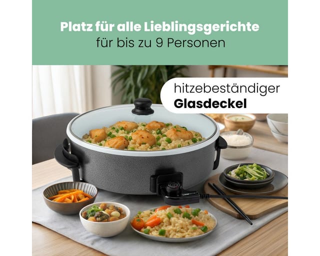 CLATRONIC Ckatronic XXL-Partypfanne PP 3570 C, Keramik, Ø 42 cm, 1500 W