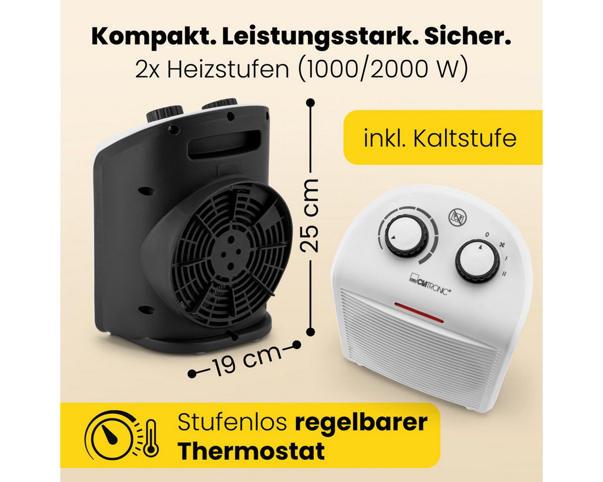 CLATRONIC Heizlüfter HL 3761, 2000 W, weiß Bild 3