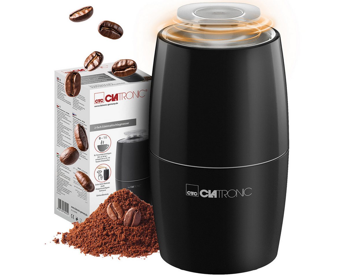 CLATRONIC Kaffeemühle elektrisch, Edelstahl-Schlagmesser, 150 W
