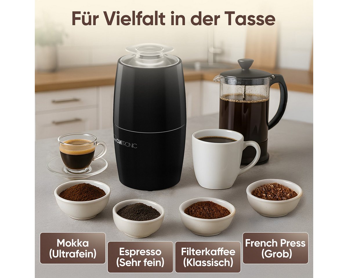 CLATRONIC Kaffeemühle elektrisch, Edelstahl-Schlagmesser, 150 W Bild 3