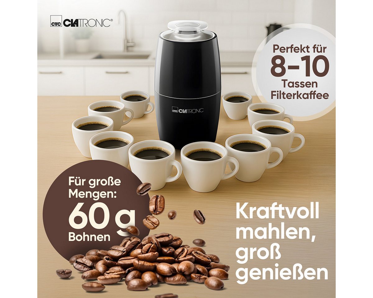 CLATRONIC Kaffeemühle elektrisch, Edelstahl-Schlagmesser, 150 W Bild 5