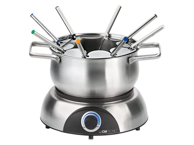 CLATRONIC Fondue-Set FD 3783, Edelstahl Topf, 8 Personen, 1,2 L, 1400W