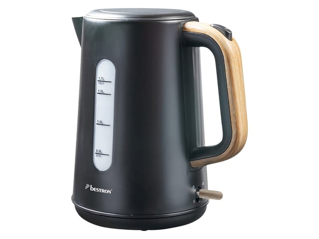 BESTRON Wasserkocher Black & Wood, AWK2200BW, 1,7 L, 2200 W, schwarz