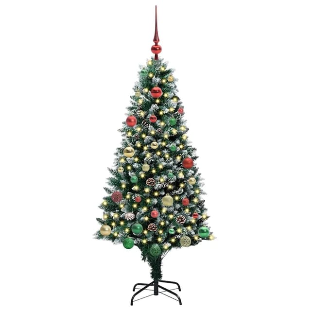 vidaXL Künstlicher Weihnachtsbaum mit 150 LEDs mit Ständer Grün 150 cm 3396259