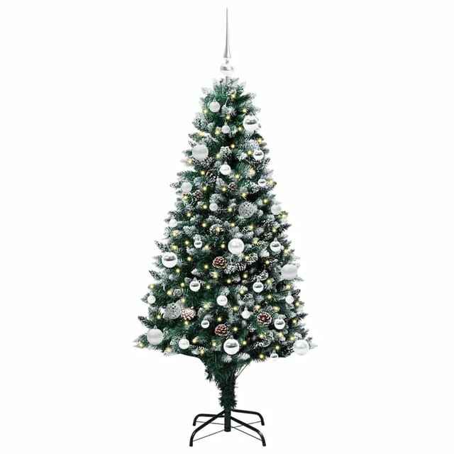 vidaXL Künstlicher Weihnachtsbaum mit 150 LEDs mit Ständer Grün 150 cm 3396256