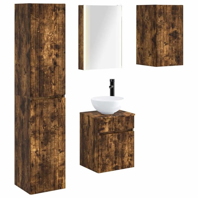 vidaXL Badezimmerschrank-Set 5-Tlg Geräucherte Eiche 3407355