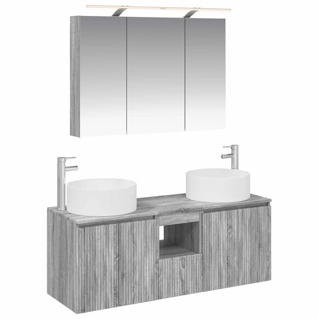 vidaXL Badezimmerschrank-Set 4-Tlg Grau Sonoma 100 x 14,5 x 70 cm 3406580