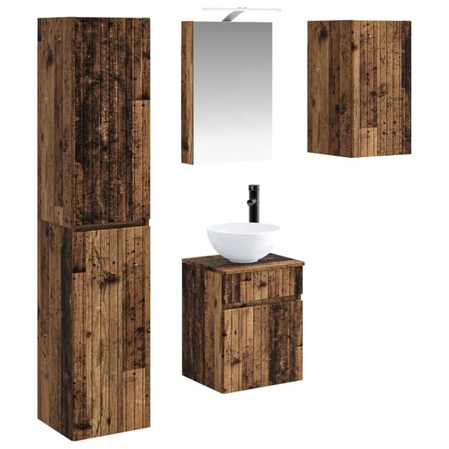 vidaXL Badezimmerschrank-Set 5-Tlg Altholz 40 x 10,5 x 60,5 cm 3407341
