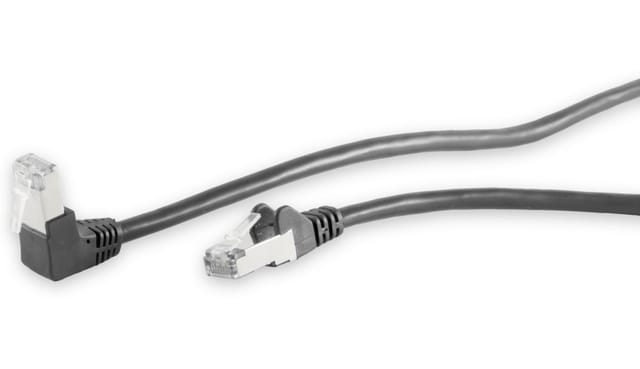 S-IMPULS CAT.6 Patchkabel, S/FTP, 90°-gerade, 0,25 m, schwarz