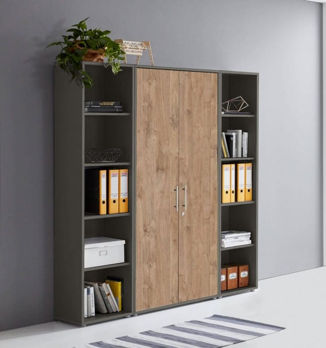 BMG Möbel Aktenschrank Office Edition 3 (Schrankwand Set, Mehrzweckschrank, bestehend aus 2x Aktenregal, 1x Aktenschrank) abschließbar, matt oder Hochglanz lackiert