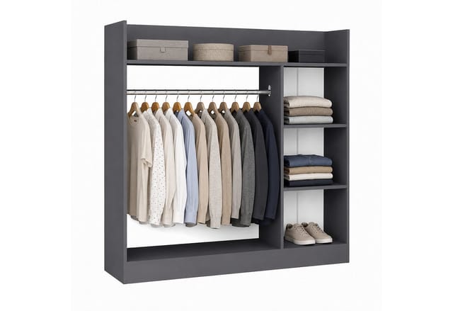 VCM Kleiderschrank Palosa L B. 124 x T. 35 x H. 120 cm mit 5 Fächern, viel Stauraum, begehbarer Kleiderschrank