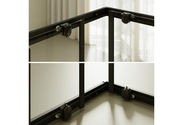 i-flair Eckdusche Schiebetür Duschkabine DANIELLE aus teilsatiniertem 6 mm ESG, BxT: 80x80 cm, Einscheibensicherheitsglas, ohne Duschtasse, mit hochwertigen Aluminiumprofilen in schwarz, ebenerdiger Einbau möglich, mit Schiebetüren