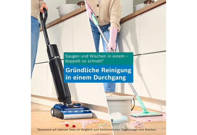 BOSCH Nass-Trocken-Sauger OneFlow Serie 6 BHF61BM/BHF61BS, Selbstreinigung, 24.000 PA Saugkraft, Saugen & Wischen in einem, Anti-Haarverwicklung