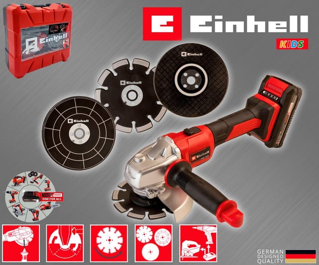 EINHELL KIDS Winkelschleifer Axxio, im Koffer, austauschbare Batterieeinheit