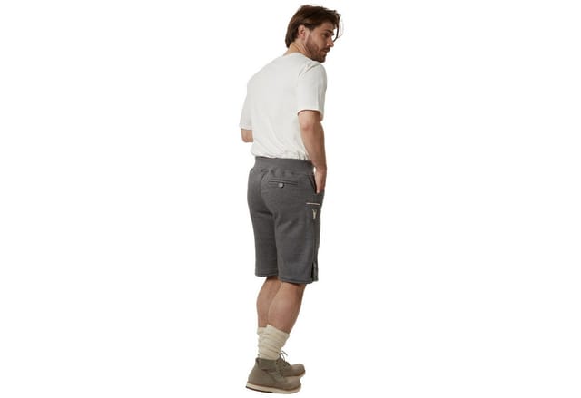 dressforfun Trachtenhose Stylische kurze Oktoberfest-Hose in Leder-Optik aus weichem Fleece (Herrenhose Luka, für Volksfeste in Grau) Elegante Stickereien mit Edelweiß-Motiven, 2 praktische Hosentaschen