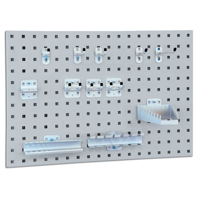BRB System-Lochplatte mit Haken- und Halter-Set, lichtgrau