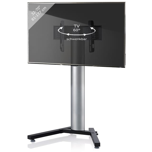 VCM TV Standfuß 26-70 Zoll VESA bis max. 600x400 Fernseh Ständer aus Alu TV Ständer Maße ca. H. 125 x B. 90 x T. 72 cm Fernsehstand Stadino Mini
