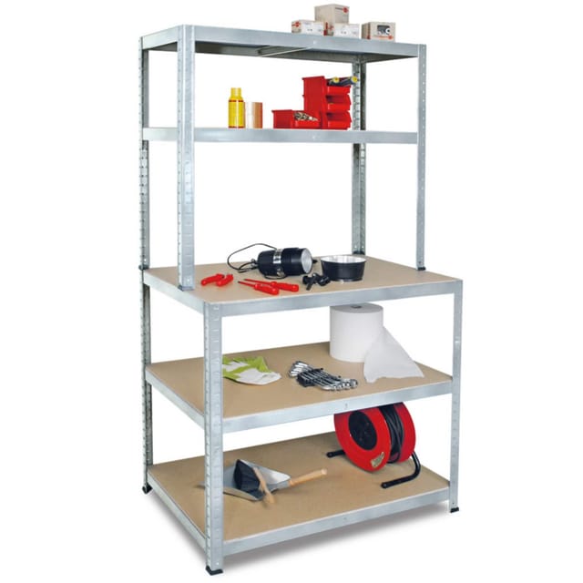 BRB 74222 Arbeits- und Packtisch, verzinkt - 90 x 180 x 40/60 cm